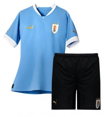 Maillot de foot Uruguay Domicile enfant Monde 2022 Manches Courte (+ pantalon court)